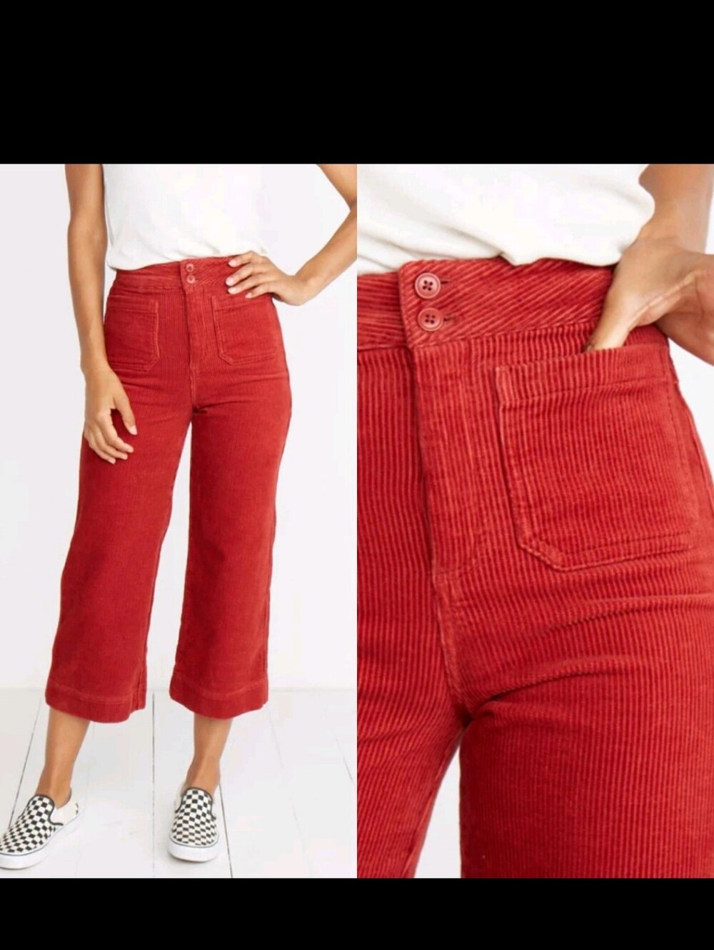 Marine Layer Tally Pant Rosewood Crop Wide Leg Corduroy Size 12